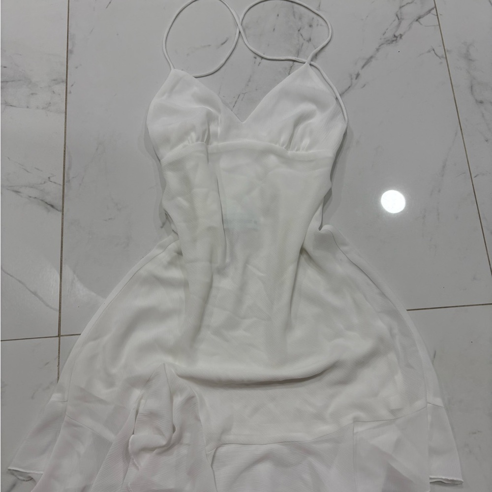 Zara white Elegant Spaghetti Strap Dress